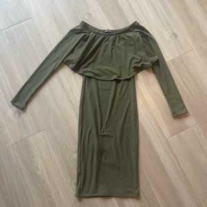 NWT xs olive green midi dress
